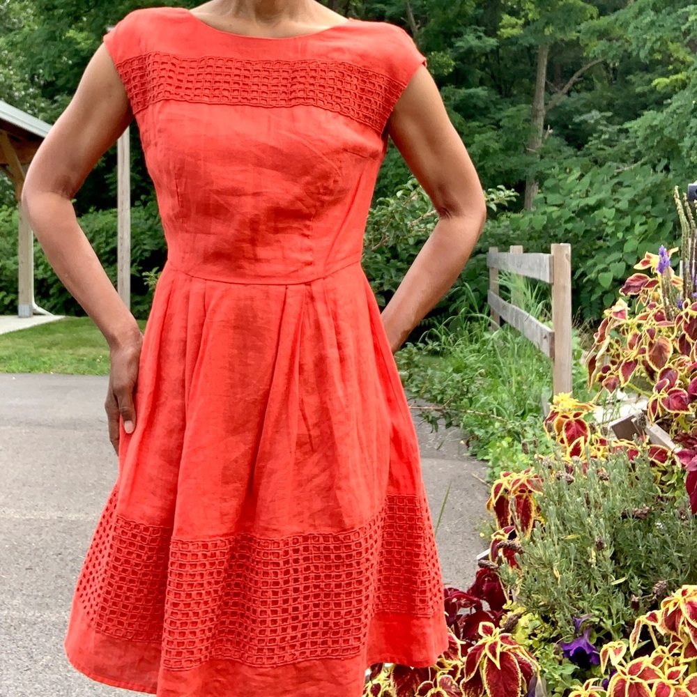 Lucy & Laurel Size 4 Linen 100% Classic Vibrant Dress EUC